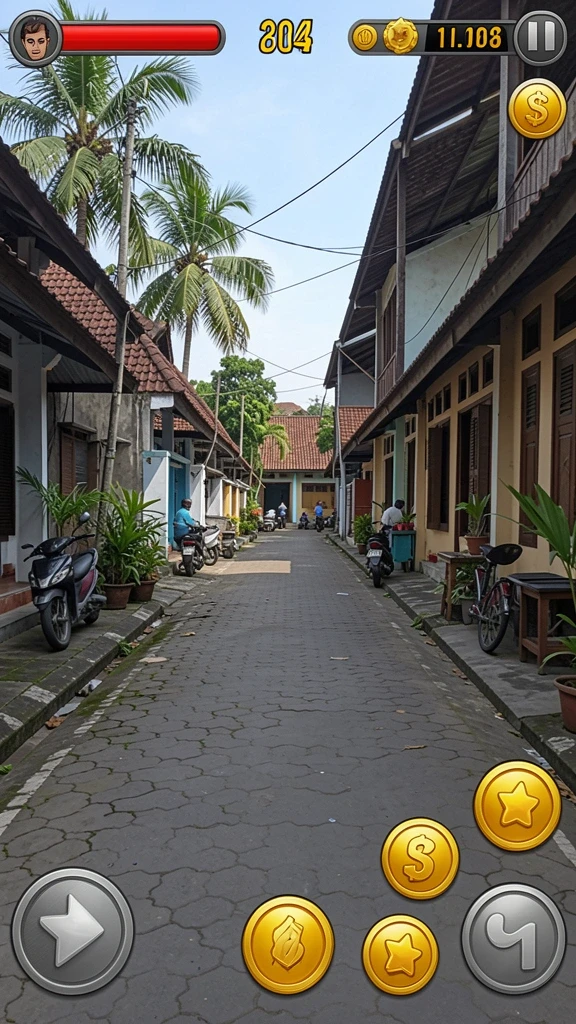 Screenshot memperlihatkan antarmuka permainan yang menarik dan modern.